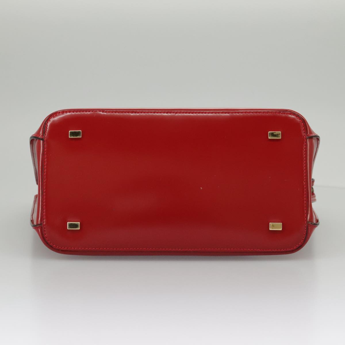 CELINE Hand Bag Patent leather Red Gold Auth 96786