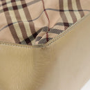 BURBERRY Nova Check Blue Label Tote Bag Nylon Beige Silver Auth 96792-14