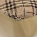 BURBERRY Nova Check Blue Label Tote Bag Nylon Beige Silver Auth 96792-15