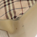 BURBERRY Nova Check Blue Label Tote Bag Nylon Beige Silver Auth 96792-16