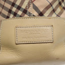 BURBERRY Nova Check Blue Label Tote Bag Nylon Beige Silver Auth 96792-17