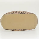 BURBERRY Nova Check Blue Label Tote Bag Nylon Beige Silver Auth 96792-5