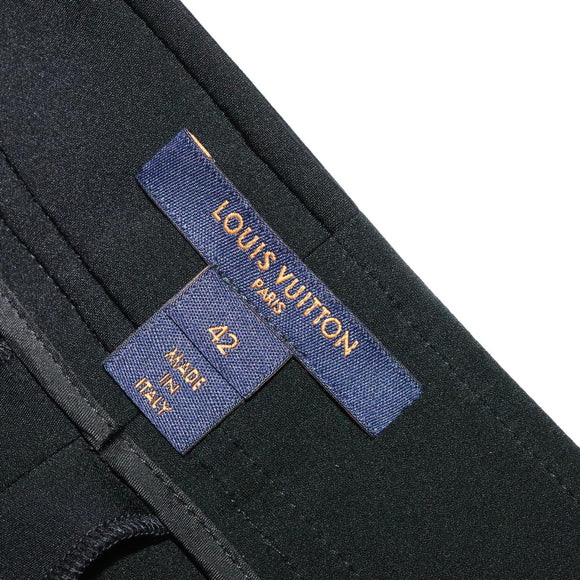 LOUIS VUITTON Monogram Detail Cargo Pants Nylon Polyurethane 42 Black Auth 96800