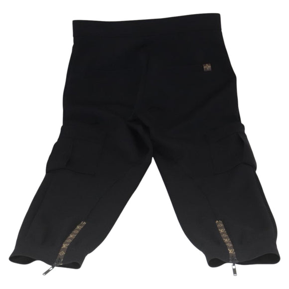 LOUIS VUITTON Monogram Detail Cargo Pants Nylon Polyurethane 42 Black Auth 96800