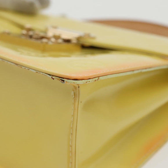 LOUIS VUITTON Monogram Vernis Spring Street Bag Lime Yellow M91068 Auth 96889