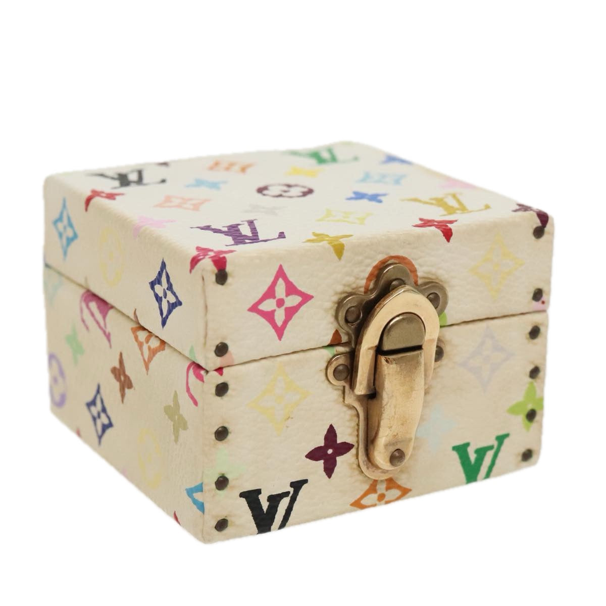 LOUIS VUITTON Monogram Multicolor Jewelry Box White LV Auth 96899A