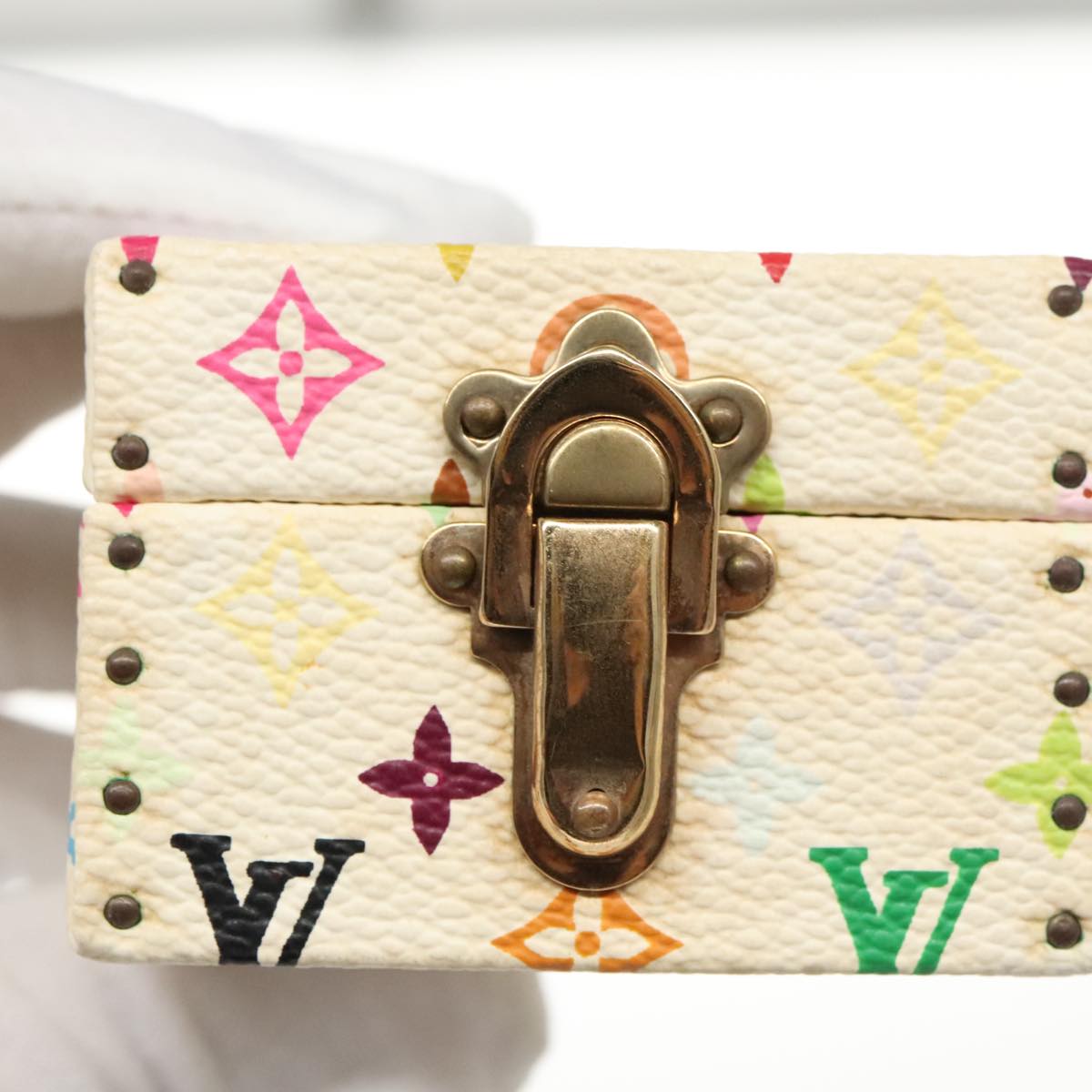 LOUIS VUITTON Monogram Multicolor Jewelry Box White LV Auth 96899A