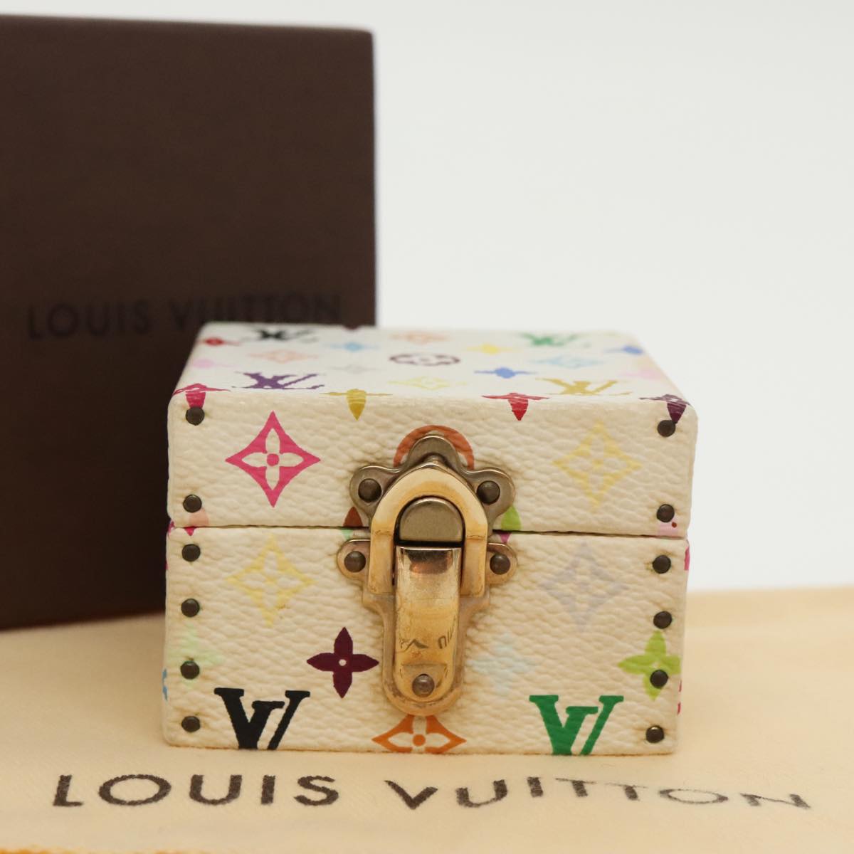 LOUIS VUITTON Monogram Multicolor Jewelry Box White LV Auth 96899A