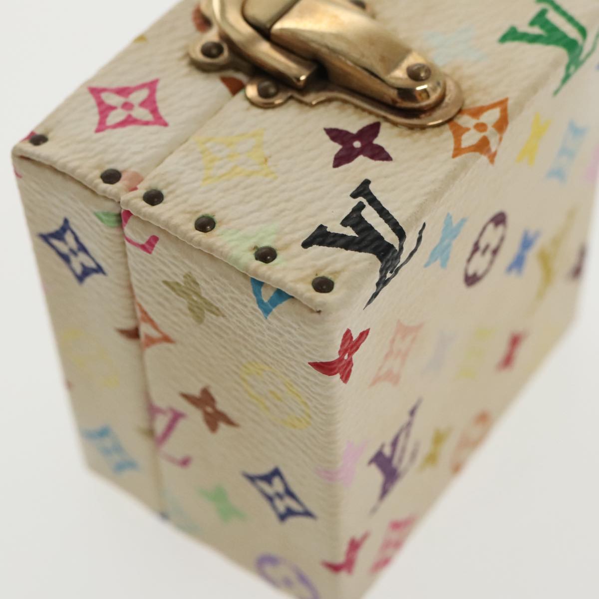 LOUIS VUITTON Monogram Multicolor Jewelry Box White LV Auth 96899A