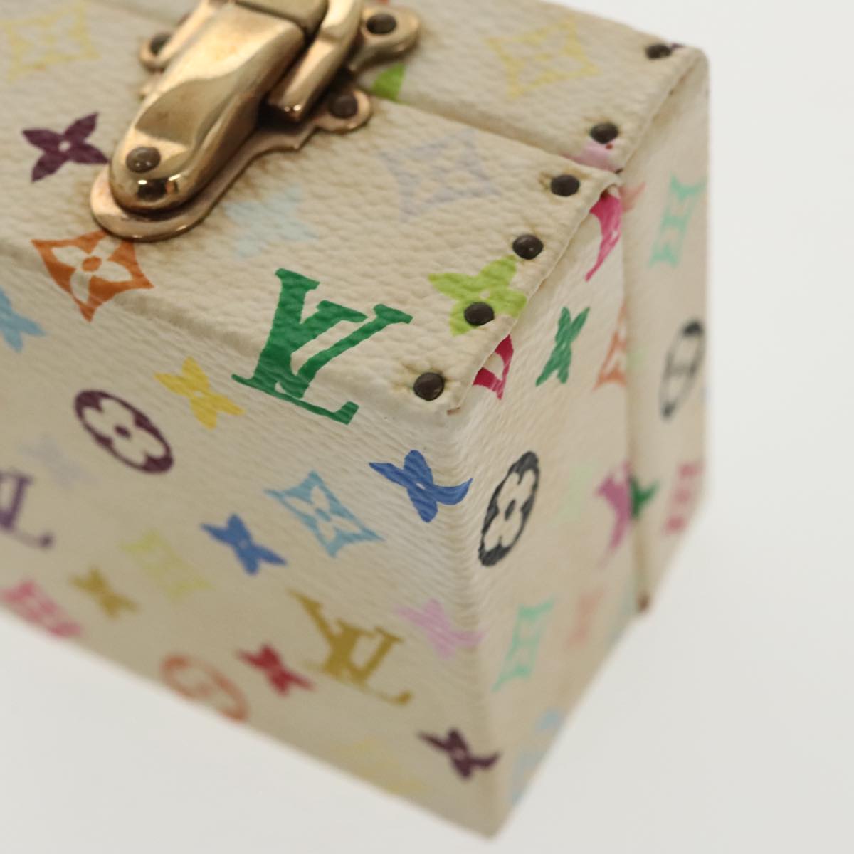 LOUIS VUITTON Monogram Multicolor Jewelry Box White LV Auth 96899A