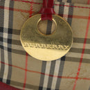 BURBERRY Nova Check Handtasche Canvas Beige Rot Auth 96916-10