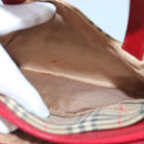 BURBERRY Nova Check Hand Bag Canvas Beige Red Auth 96916-12