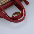 BURBERRY Nova Check Hand Bag Canvas Beige Red Auth 96916-7