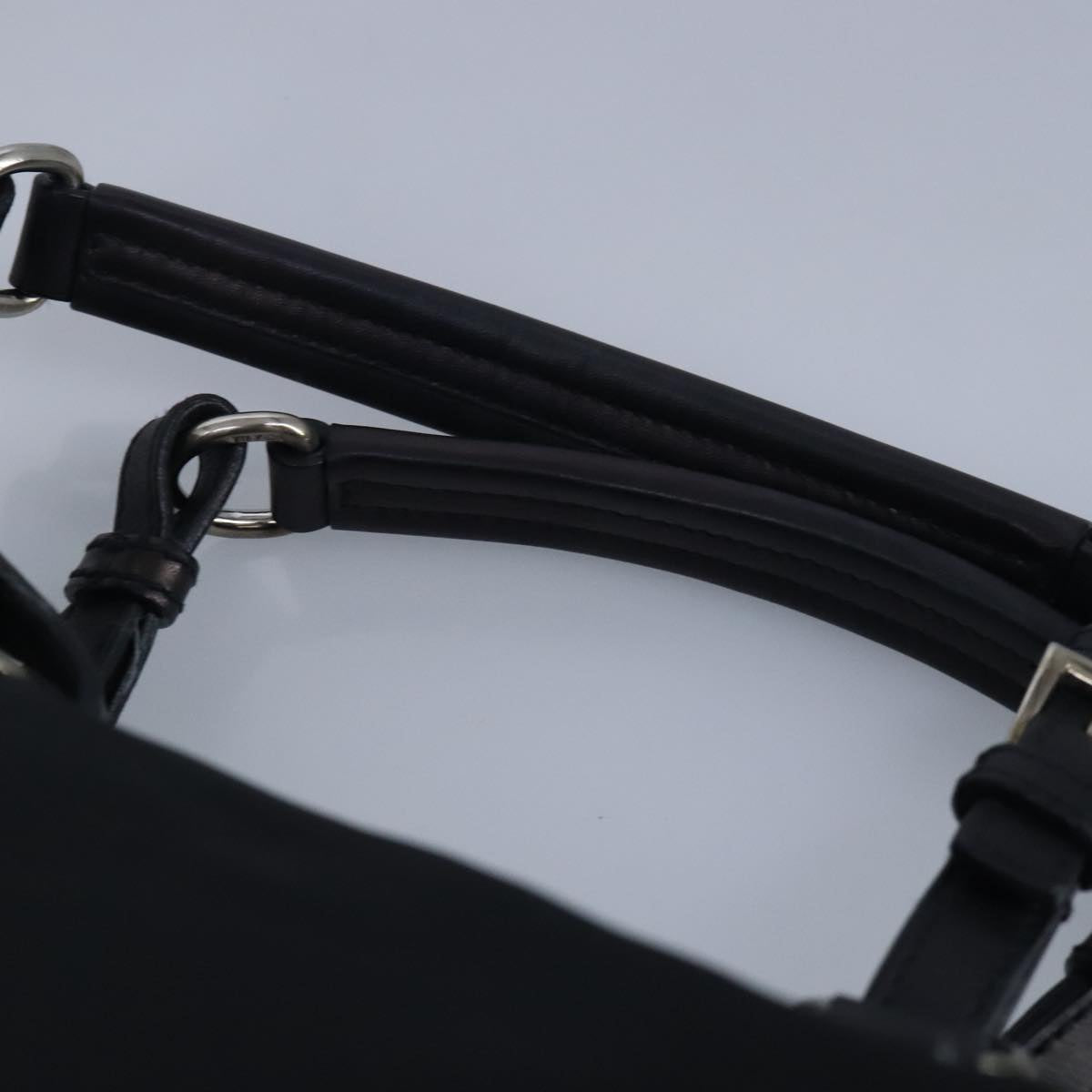 PRADA Hand Bag Nylon Black Silver Auth 96918