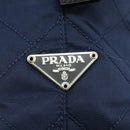 PRADA Quilted Chain Shoulder Bag Nylon Navy Silver Auth 96920-19