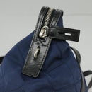 PRADA Quilted Chain Shoulder Bag Nylon Navy Silver Auth 96920-20
