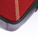 BURBERRY Nova Check Shoulder Bag Wool Red Silver Auth 96921-14