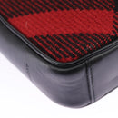BURBERRY Nova Check Shoulder Bag Wool Red Silver Auth 96921-15