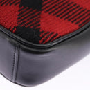 BURBERRY Nova Check Shoulder Bag Wool Red Silver Auth 96921-16