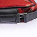 BURBERRY Nova Check Shoulder Bag Wool Red Silver Auth 96921-10