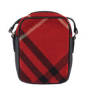 BURBERRY Nova Check Shoulder Bag Wool Red Silver Auth 96921-13