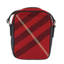 BURBERRY Nova Check Shoulder Bag Wool Red Silver Auth 96921-2