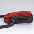 BURBERRY Nova Check Shoulder Bag Wool Red Silver Auth 96921-3