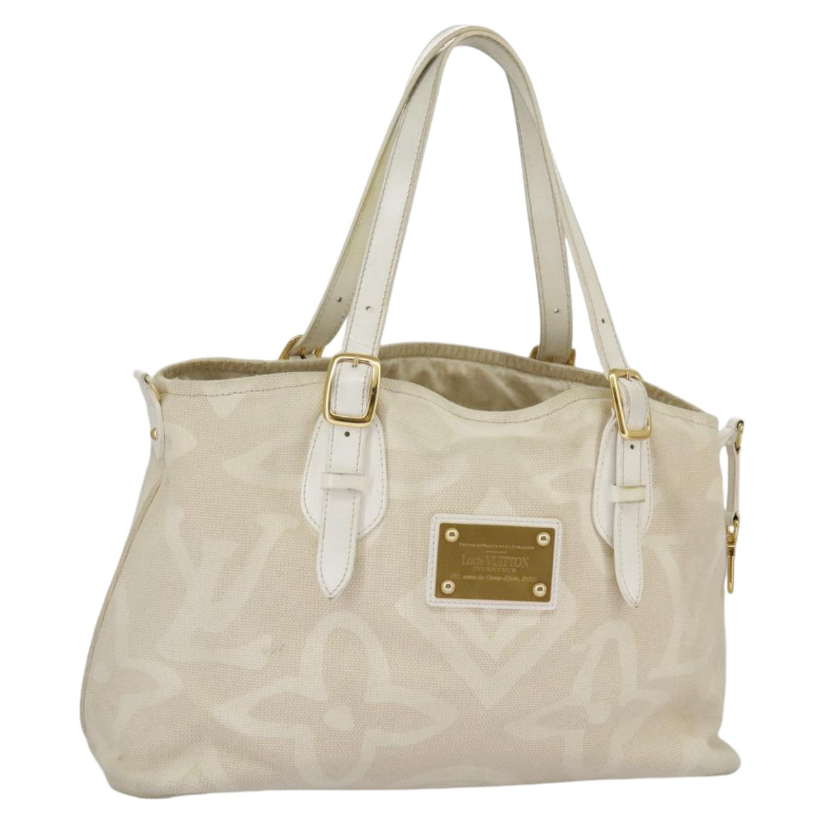 LOUIS VUITTON Cruise Line Taicienne PM Tote Bag Canvas Beige M95674 Auth 96922