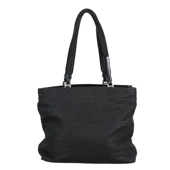 PRADA Hand Bag Nylon Black Silver Auth 96925