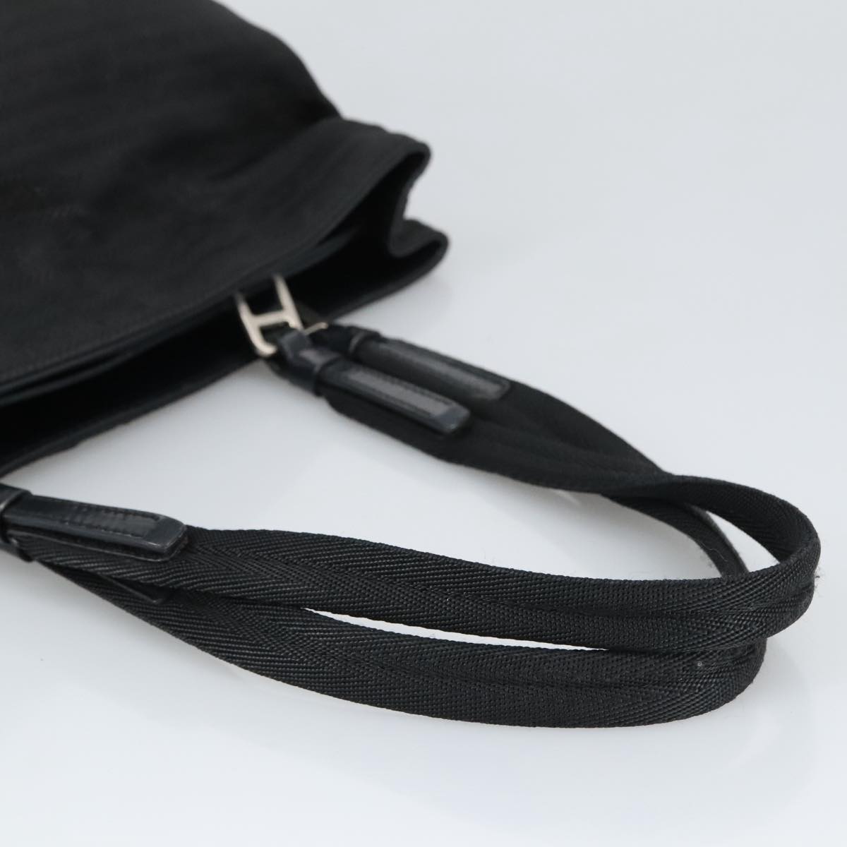 PRADA Hand Bag Nylon Black Silver Auth 96925