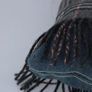 BURBERRY Nova Check Scarf Style Blue Label Hand Bag Wool Gray Silver Auth 96942-15