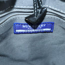 BURBERRY Nova Check Scarf Style Blue Label Hand Bag Wool Gray Silver Auth 96942-10