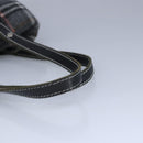BURBERRY Nova Check Scarf Style Blue Label Hand Bag Wool Gray Silver Auth 96942-7
