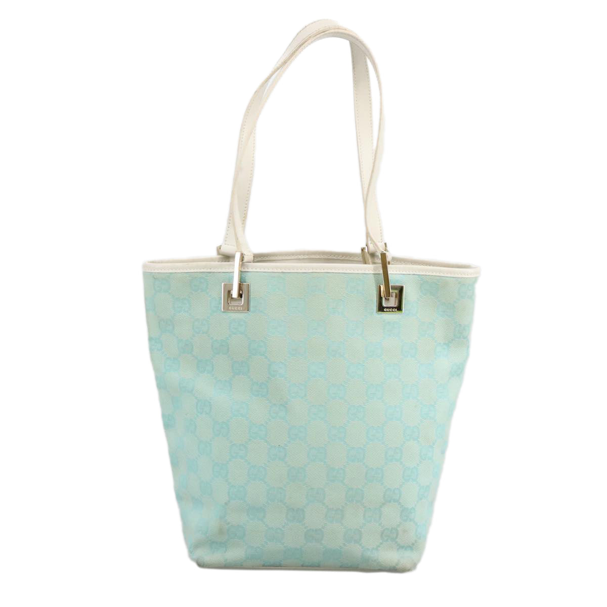 GUCCI GG Canvas Tote Bag Light Blue Gold 002 1099 Auth 96949 - 0