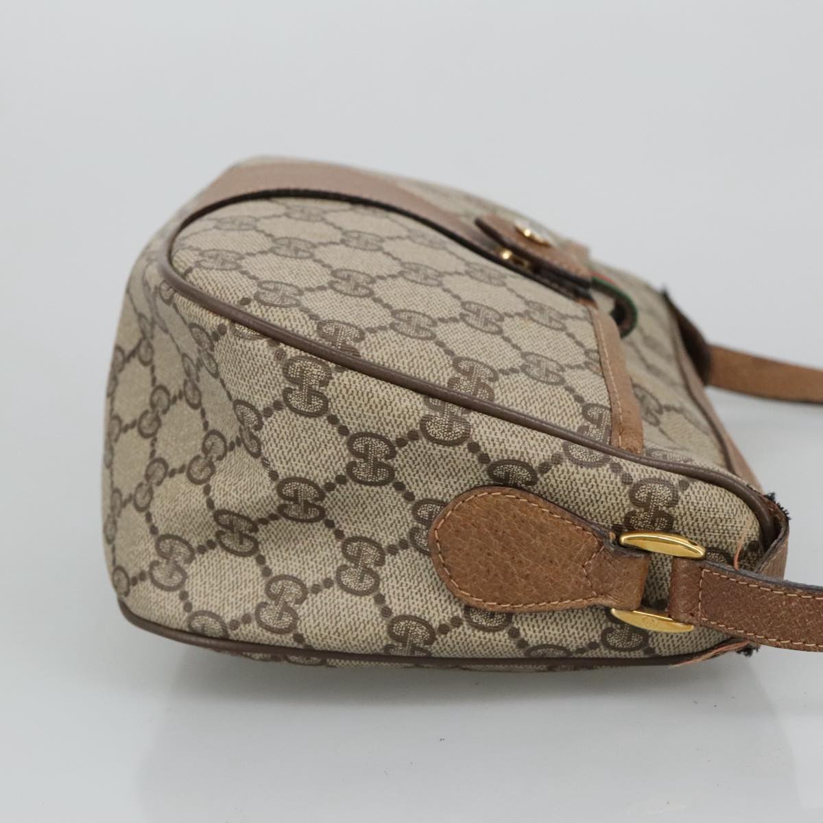 GUCCI GG Supreme Web Sherry Line Shoulder Bag PVC Beige 89 02 032 Auth 96950