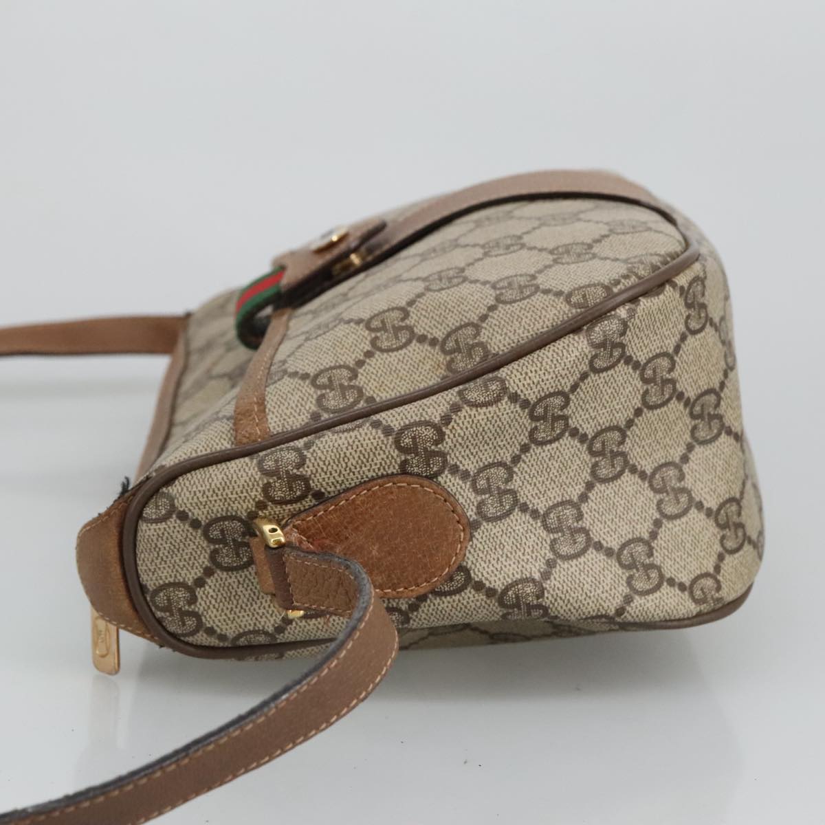 GUCCI GG Supreme Web Sherry Line Shoulder Bag PVC Beige 89 02 032 Auth 96950