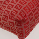 FENDI Zucchino Canvas Hand Bag Red Gold Auth 96951-9