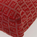 FENDI Zucchino Canvas Hand Bag Red Gold Auth 96951-16