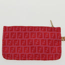 FENDI Zucchino Canvas Hand Bag Red Gold Auth 96951-20