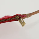 FENDI Zucchino Canvas Hand Bag Red Gold Auth 96951-25