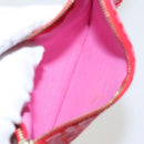 FENDI Zucchino Canvas Hand Bag Red Gold Auth 96951-26