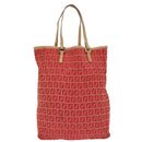FENDI Zucchino Canvas Hand Bag Red Gold Auth 96951-2