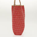 FENDI Zucchino Canvas Hand Bag Red Gold Auth 96951-3