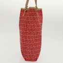 FENDI Zucchino Canvas Hand Bag Red Gold Auth 96951-4
