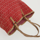 FENDI Zucchino Canvas Hand Bag Red Gold Auth 96951-6