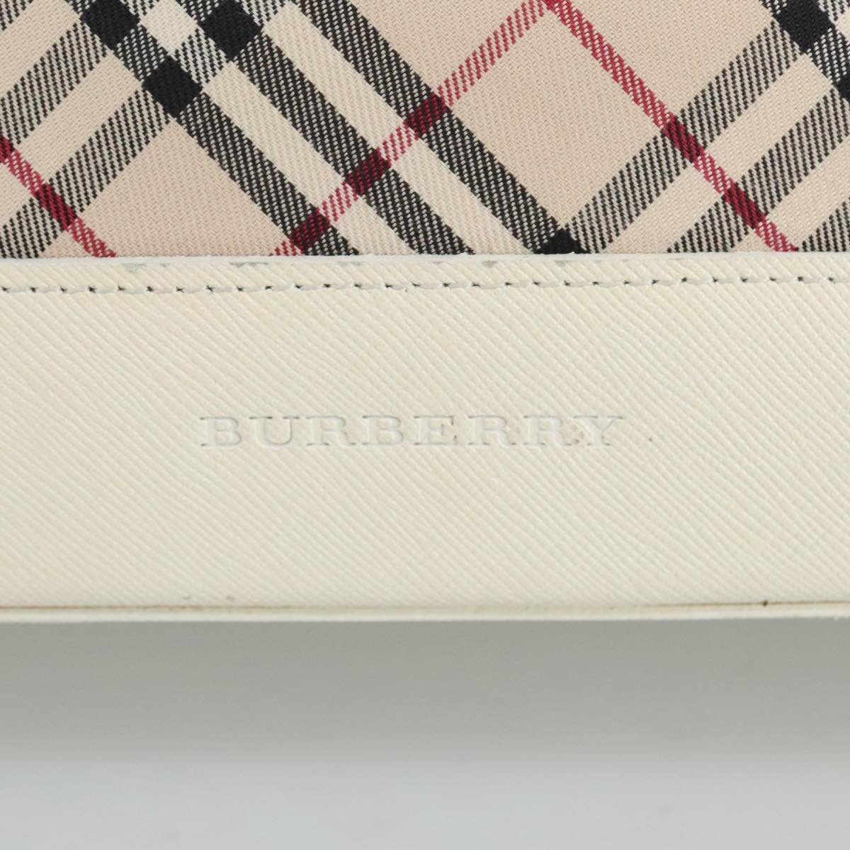 BURBERRY Nova Check Hand Bag Canvas Beige Silver Auth 96953