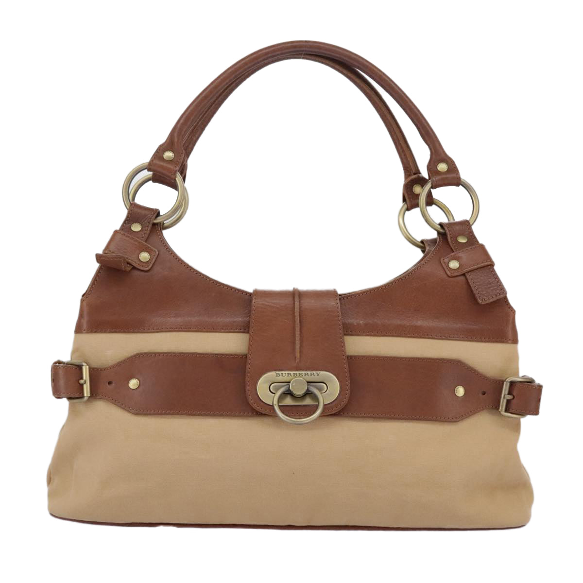 BURBERRY Shoulder Bag Canvas Gold Brown Auth 96959 - 0