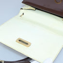 Salvatore Ferragamo Gancini Shoulder Bag Patent leather Brown Gold Auth 96961-19
