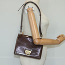 Salvatore Ferragamo Gancini Shoulder Bag Patent leather Brown Gold Auth 96961-23
