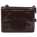 Salvatore Ferragamo Gancini Shoulder Bag Patent leather Brown Gold Auth 96961-2